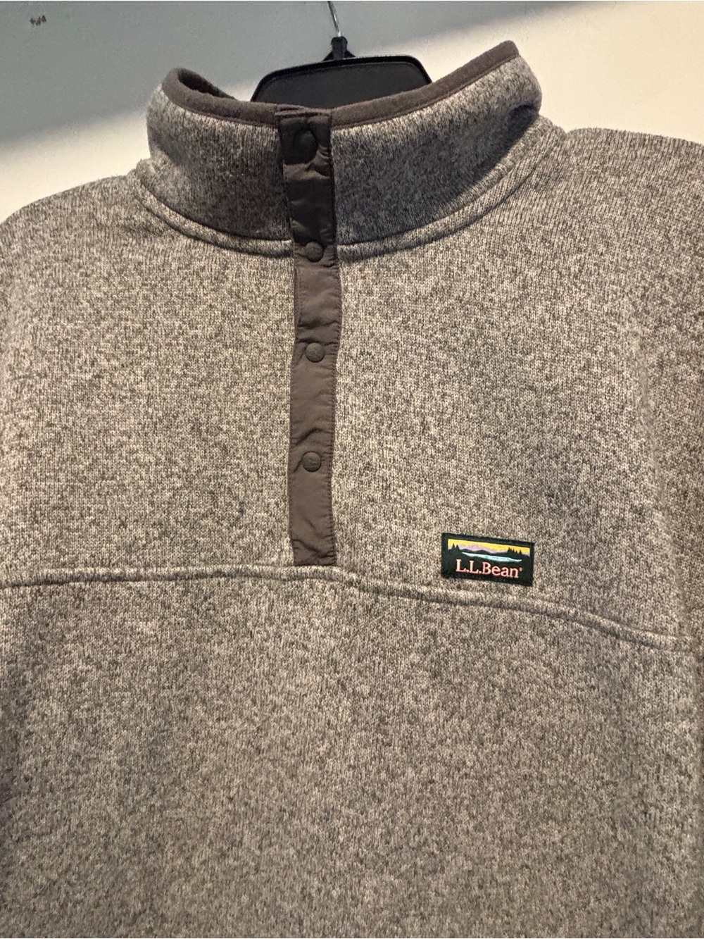 L.L. Bean Men's Heather Gray Snap Pullover Sweater